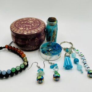 PISCES GIFT Zodiac Healing Crystal Gift Set (6 pc) - FREE abundance candle